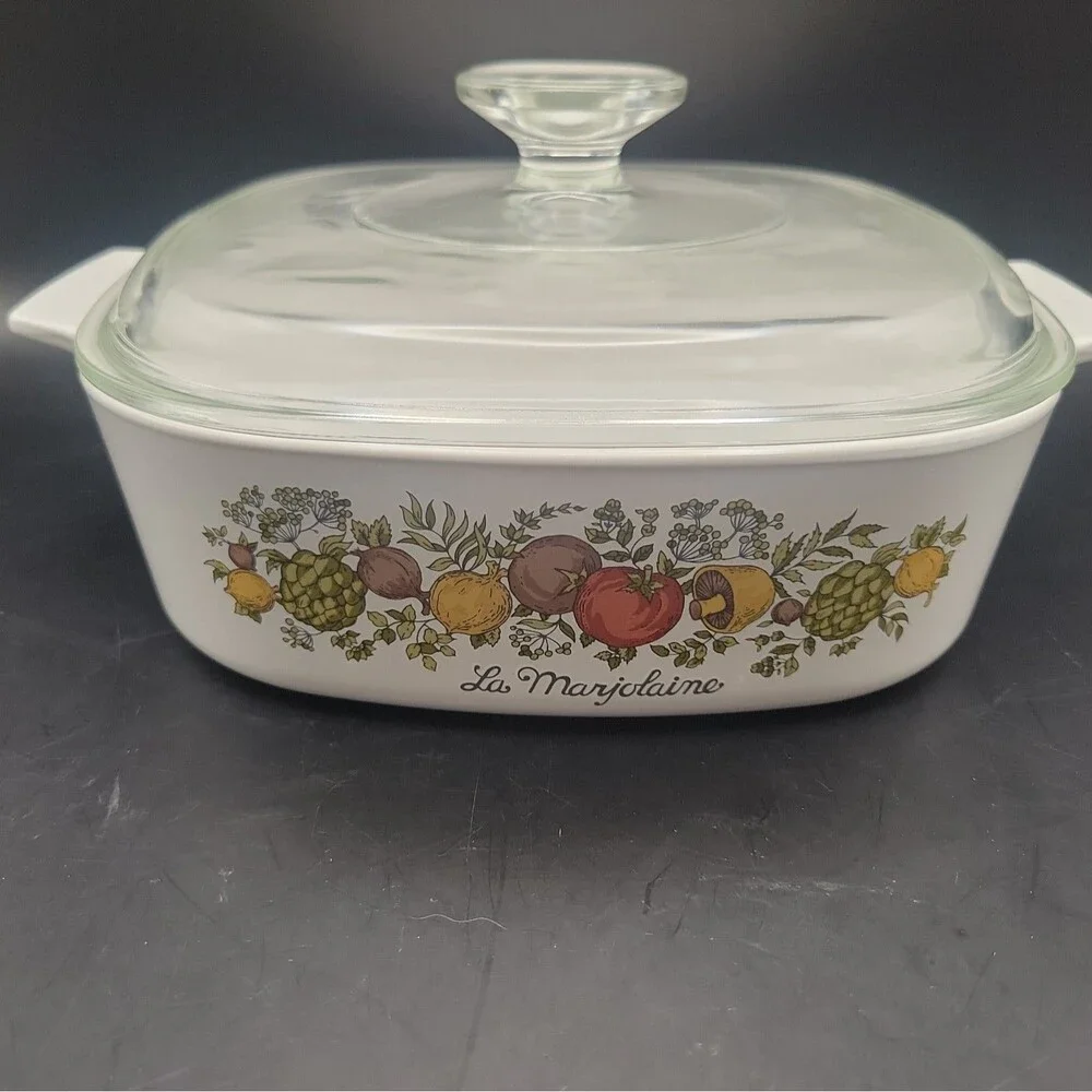 Vintage 2 Qt. Corningware Pyrex 1970’s La Marjolaine Spice of Life Casserole